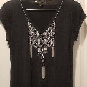 NWOT Women's Rock & Republic XS Black Embellished Tee